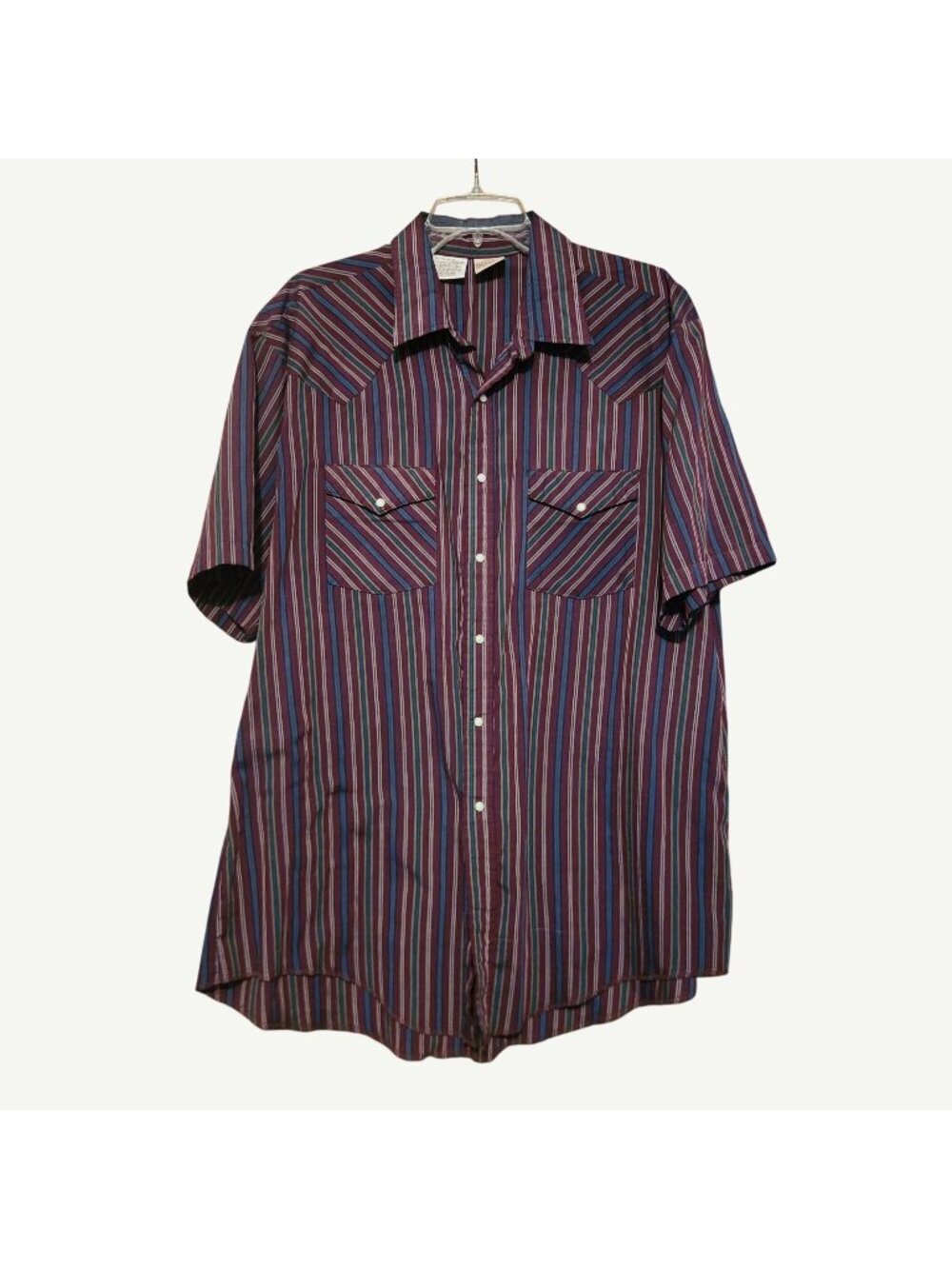 Western Frontier Mens Striped Short Sleeve Western Shirt XL Polyester Cotton